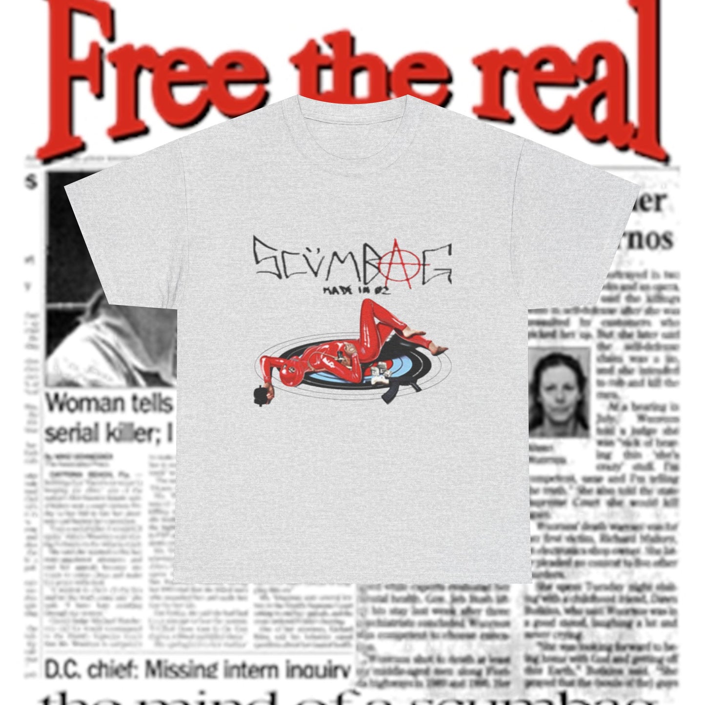 scumbag studios lady in red tee