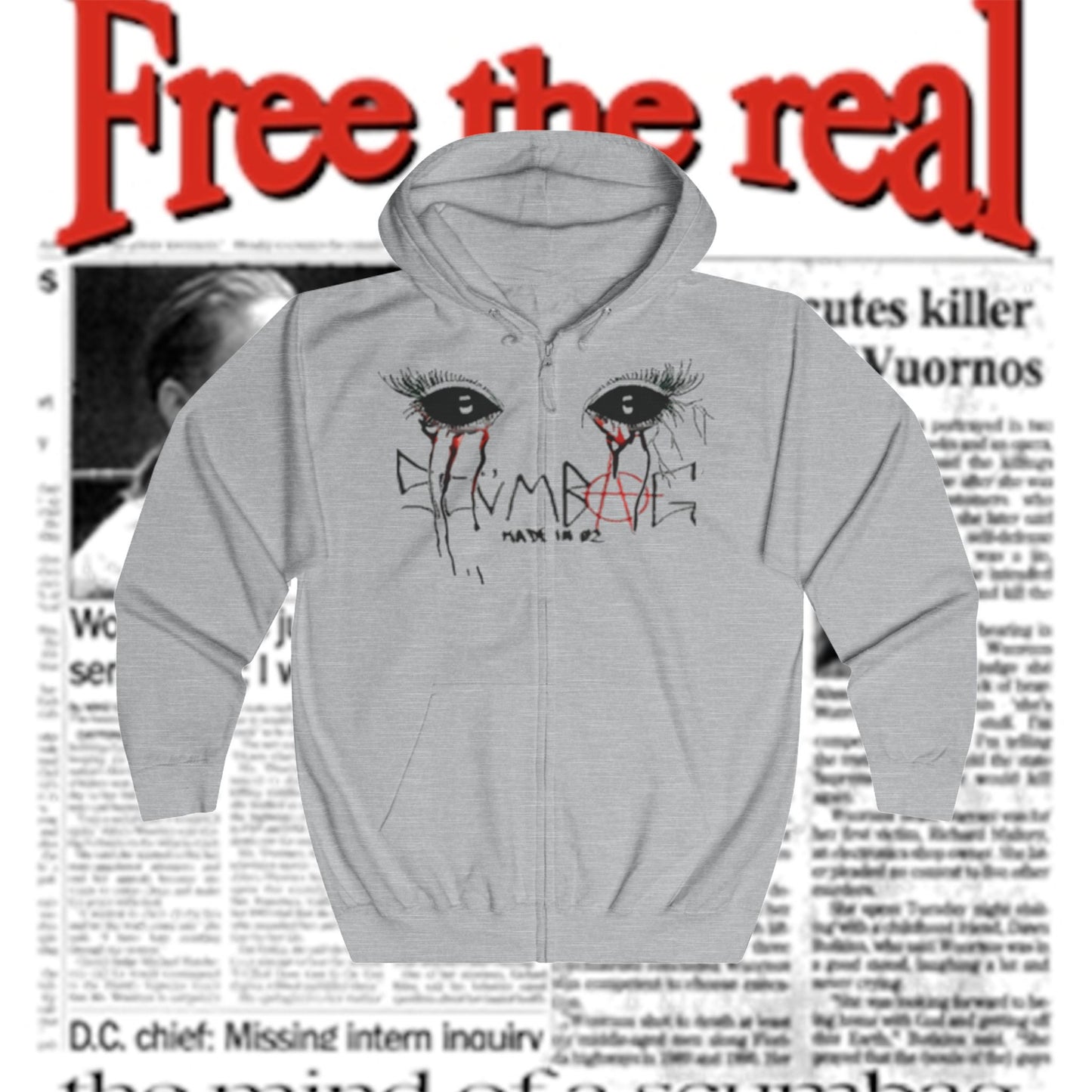 bloody eyes full Zip Up scumbag studios