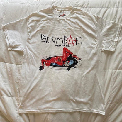 scumbag studios lady in red tee